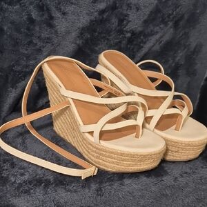 ASOS Cream and Tan Wedge Sandals